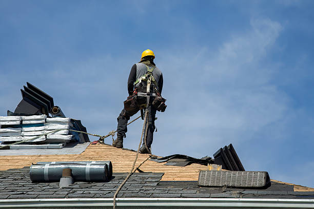 Professional Gutter Installation technician working in Danese, WV